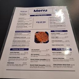 Front of menu