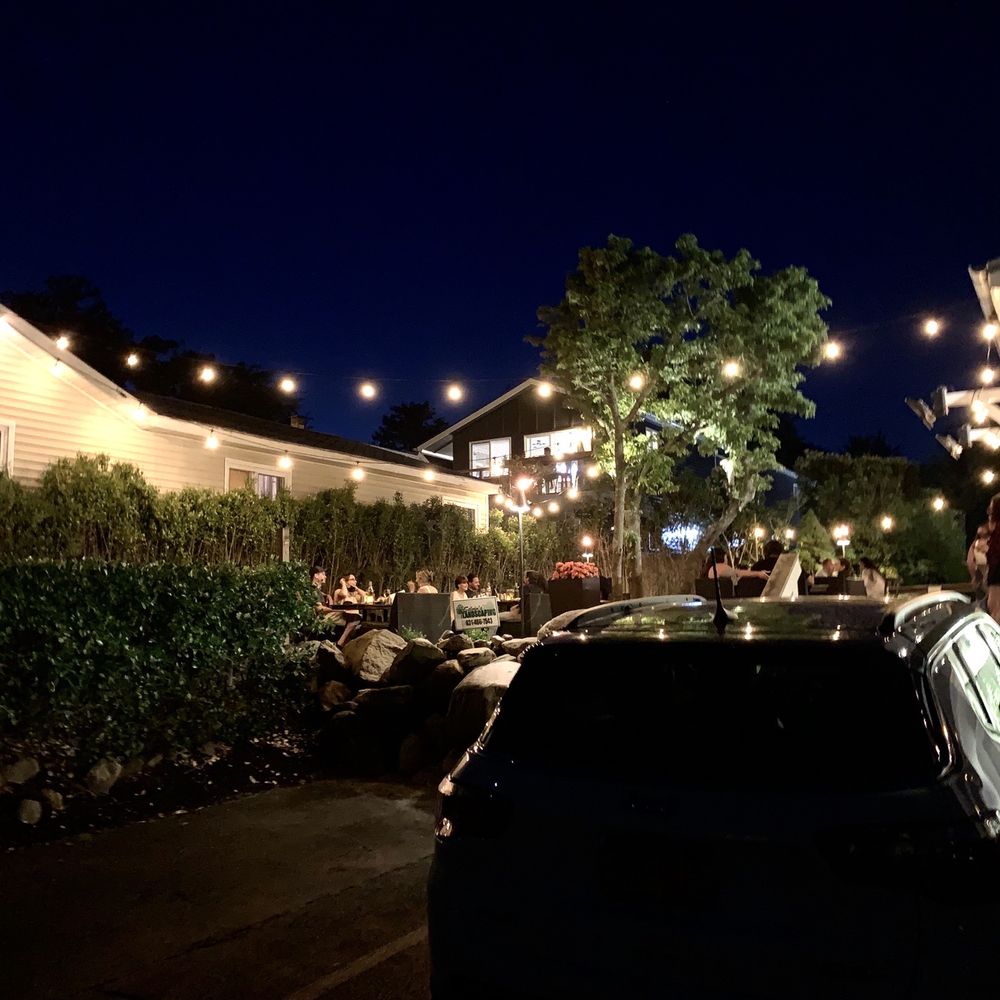Edgewater Restaurant - Parking Lot/Lawn Seating/Upstairs Left Balcony As You Head Towards Restaurant - Seafood Near Me - Hampton Bays, New York