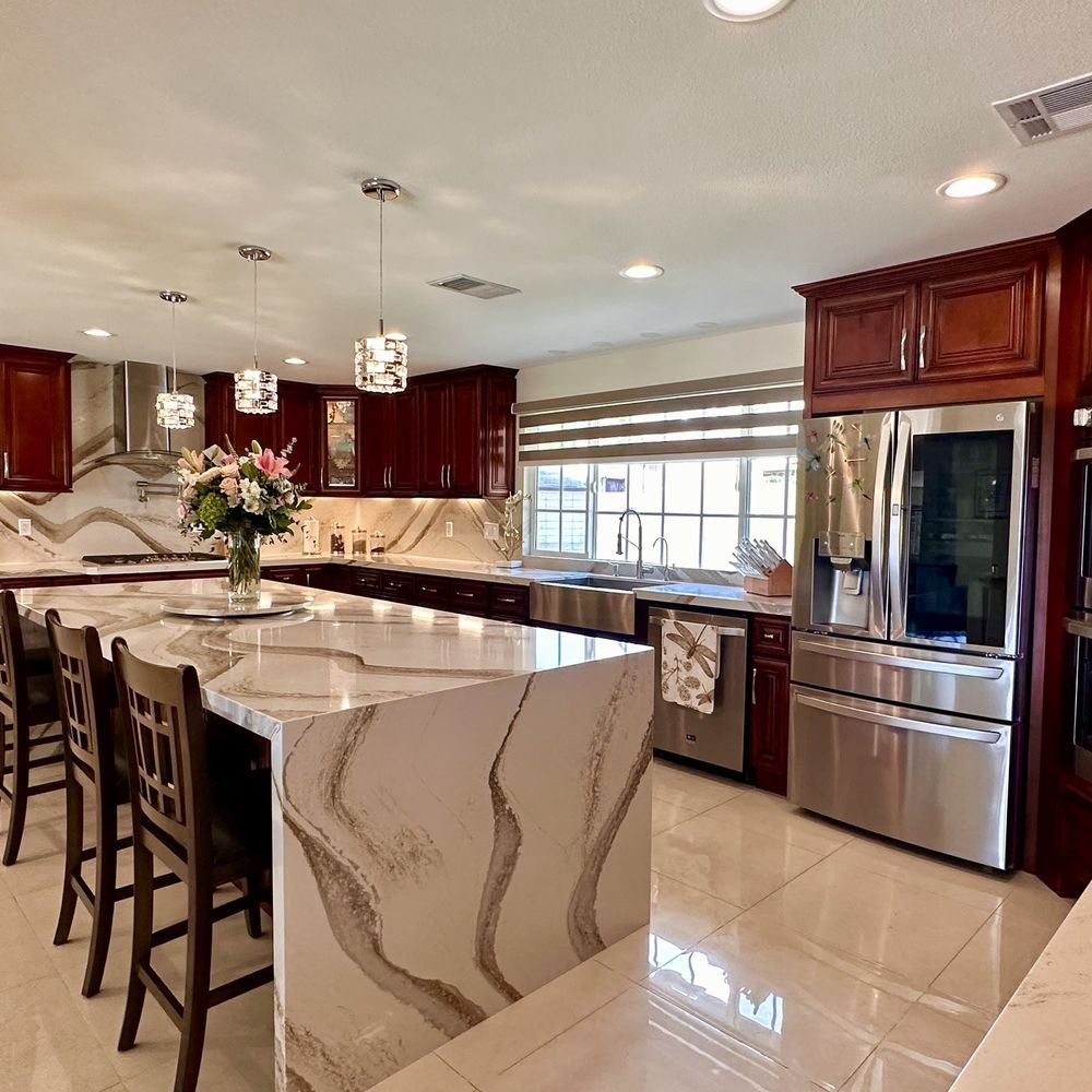 CA Kitchens Floors & Baths - All natural wood and high end Brittanicca Gold Cool™ Quartz countertops. - General Contractors Near Me - Anaheim, California CA Kitchens Floors & Baths - All natural wood and high end Brittanicca Gold Cool™ Quartz countertops. - General Contractors Near Me - Anaheim, California