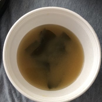 Pokeway - Miso soup!  Hey?! Someone ate half! - Poke Near Me - Honolulu, Hawaii