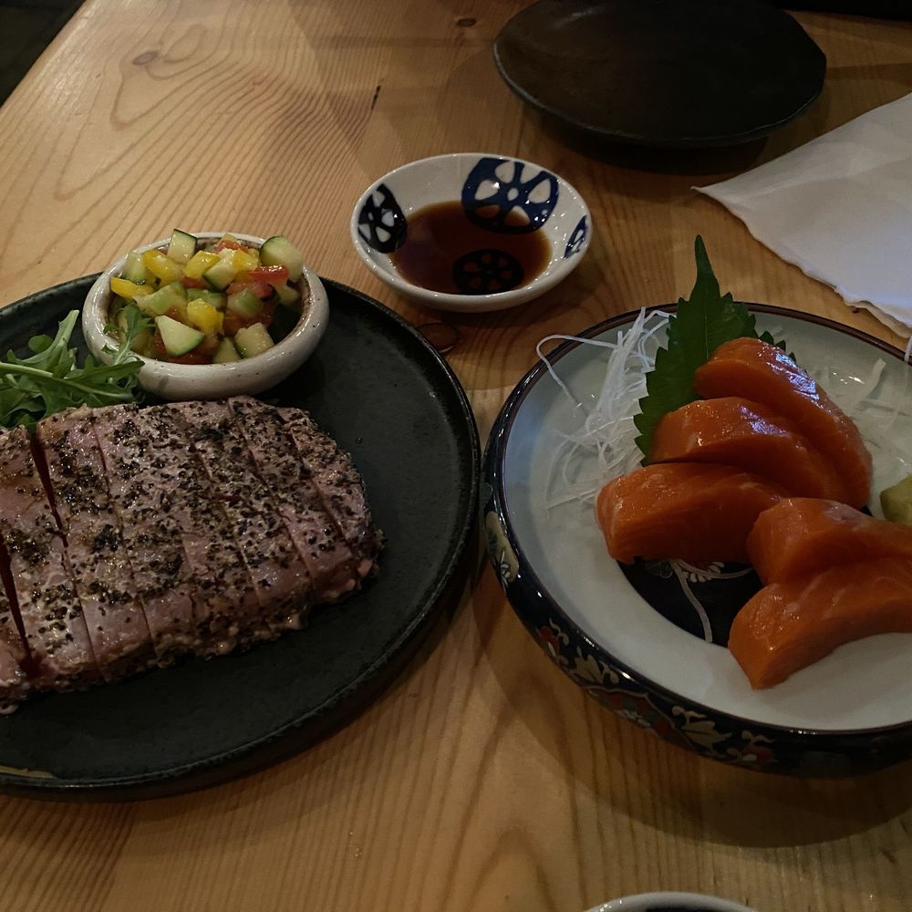 Sake Dining HASHIGO by Zakkushi - Seared ahi tuna, sockeye salmon sashimi - Japanese Near Me - Vancouver, British Columbia Sake Dining HASHIGO by Zakkushi - Seared ahi tuna, sockeye salmon sashimi - Japanese Near Me - Vancouver, British Columbia