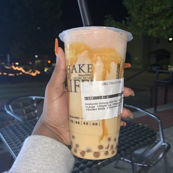 Ding Tea Athens - Hokkaido milk tea with golden boba & tiramisu foam - Bubble Tea Near Me - Athens, Georgia