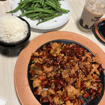 Chuan House - Deep Fred Chicken with Dried Chili Pepper & Stir Chef's Special Stir-fried Green Bean - Noodles Near Me - Seattle, Washington