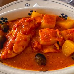 Trattoria del Caveoso - baccalà dell'immacolata dried and salted cod with tomatoes, olives, laurel, onions, potatoes