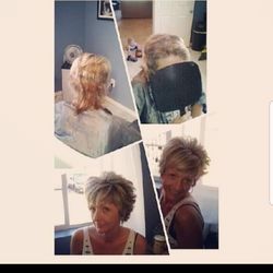 Color Closet - This is a before and after. After she had cut her own hair I didnt have much to work with so I highlighted and cut it into this cute style