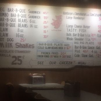 Little Pigs BBQ - Menu board from the 60's - Barbeque Near Me - Asheville, North Carolina Little Pigs BBQ - Menu board from the 60's - Barbeque Near Me - Asheville, North Carolina