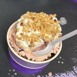 Scoops - Black cherry & Extreme chocolate with whipped cream and nuts