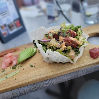 Luke's On Front - Seared Ahi Tuna Taco - New American Near Me - Temecula, California Luke's On Front - Seared Ahi Tuna Taco - New American Near Me - Temecula, California