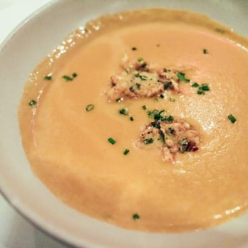 Flea Street - Seasonal Soup - Shrimp Bisque with Crab Cakes - New American Near Me - Menlo Park, California