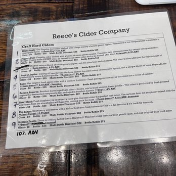 Reeces Cider - Drink menu - Cideries Near Me - Ellijay, Georgia Reeces Cider - Drink menu - Cideries Near Me - Ellijay, Georgia