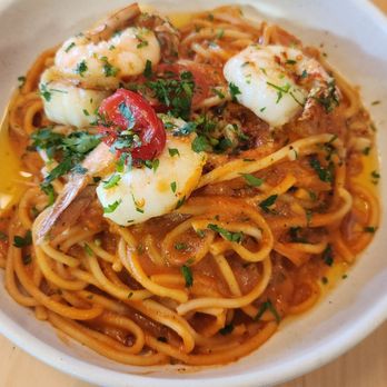 Native Fields - Bucatini with shrimp - New American Near Me - Walnut, California