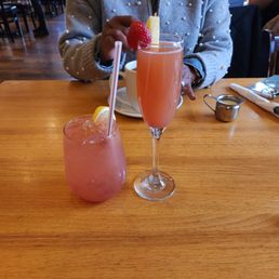 Strawberry Lemonade (alcohol version) and strawberry mimosa.