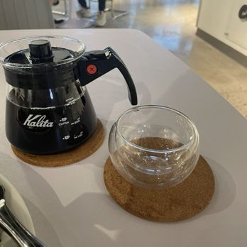 Cafe Amico - Cute presentation of the hand-drip, however, neither carafe or cup are insulated so cool to cold after 1st or 2nd pour. Only drank half. - Sandwiches Near Me - Roswell, Georgia
