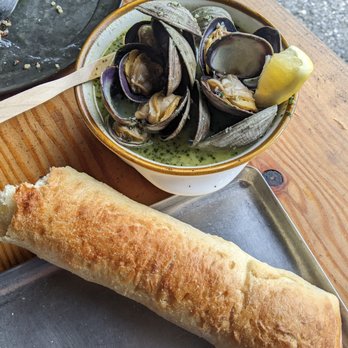 Westcott Bay Shellfish Company - clam bowl with bread add-on. - Seafood Markets Near Me - Friday Harbor, Washington