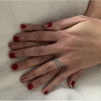5 Star Nails & Spa - Candy-Canelious! A delight peppermint treat for the holidays. Extremely happy with the detail the team at 5 Star Nails & Spa did again. - Nail Salons Near Me - Nyack, New York