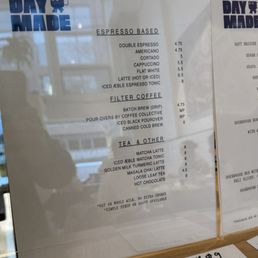 Drink menu