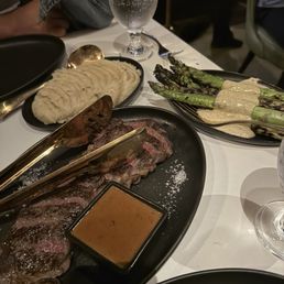 Asparagus, potatoes, New York Wagyu (I don't remember the sauce but it was delicious!) Asparagus, potatoes, New York Wagyu (I don't remember the sauce but it was delicious!)