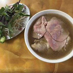 Pho brisket and rare beef