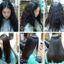 Choah Hair Salon - Shine magic stright perm. She had curt frizzy long hair we did magic straight permanent make shine and stright without blowdry.