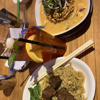 Pestle Rock - Ba Mee Hang Muutoon ($16), Kao Soi ($16), Drinks ($13 each) - Thai Near Me - Seattle, Washington