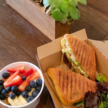 Acai Jungle Cafe - Açai classic bowl and chicken pesto panini - Sandwiches Near Me - Burbank, California