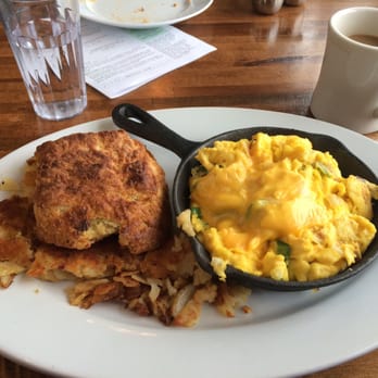 Iron Rooster - Egg scramble skillet with peppers and onions. Also included home fries and I added on a delicious biscuit. - American Near Me - Baltimore, Maryland Iron Rooster - Egg scramble skillet with peppers and onions. Also included home fries and I added on a delicious biscuit. - American Near Me - Baltimore, Maryland