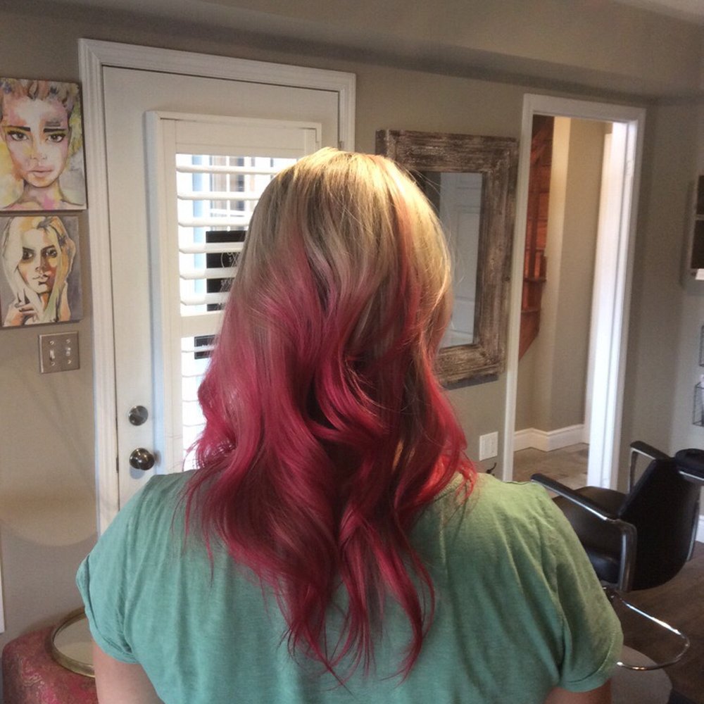 Studio B - Blonde highlights with pink tips :) - Hair Salons Near Me - Burlington, Ontario