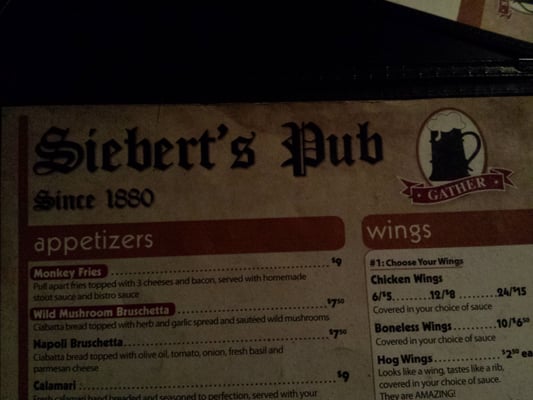 Menu photo 7 Sieberts Pub Salem, WI