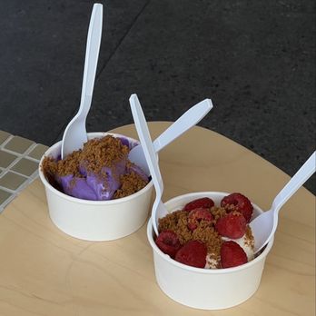 Salt & Foam Coffee - ube icecream with biscoff topping, plain icecream with berries & biscoff toppings - Coffee & Tea Near Me - Newport Beach, California Salt & Foam Coffee - ube icecream with biscoff topping, plain icecream with berries & biscoff toppings - Coffee & Tea Near Me - Newport Beach, California