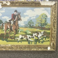 Bernat Antiques - Embroidered Hunting scene
