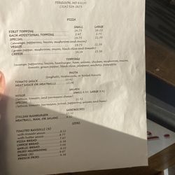 Faraci Pizza - Menu as of March 2024