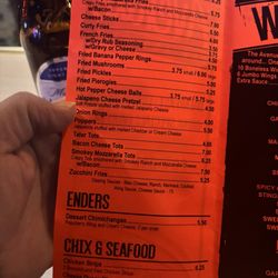 The Avenue Bar & Grill - Menu inside view.