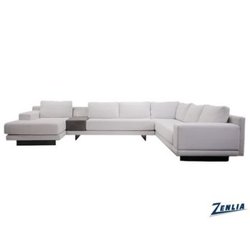 Zenlia Home Store - Contemporary L-shaped sectional sofa with clean lines, plush cushions, and integrated side table, designed for spacious modern living.
