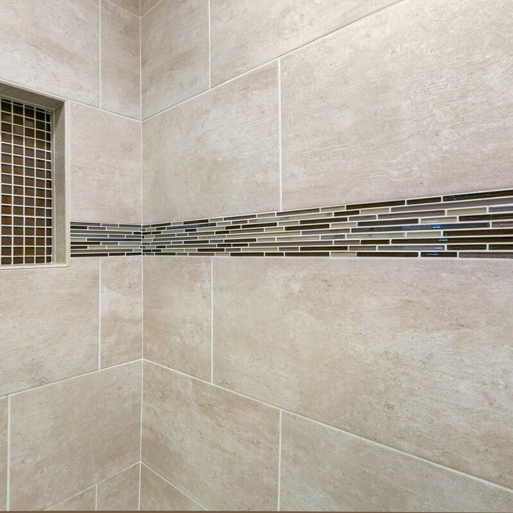 a tiled shower