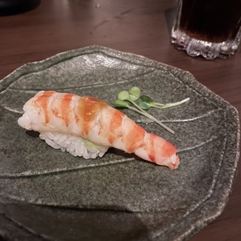 WAKUDA - This was... embarrassing. A blanched ebi nigiri with a drop of nothing special Wakuda house sauce. 1/10. 1 cause they cut the tail off - Japanese Near Me - Las Vegas, Nevada WAKUDA - This was... embarrassing. A blanched ebi nigiri with a drop of nothing special Wakuda house sauce. 1/10. 1 cause they cut the tail off - Japanese Near Me - Las Vegas, Nevada