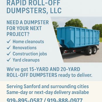 Rapid Roll-Off Dumpsters - Dumpster Rental Near Me - Sanford, North Carolina Rapid Roll-Off Dumpsters - Dumpster Rental Near Me - Sanford, North Carolina