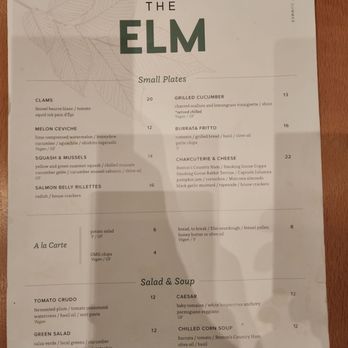 The Elm - Menu - New American Near Me - Bloomington, Indiana