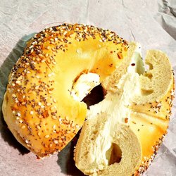 Adam's Hot Bagels - Everything Bagel All Cream Cheesed UP!! YUMMMMMMERS !!