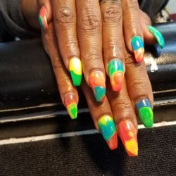 1st Class Nails - Color block acrylic art