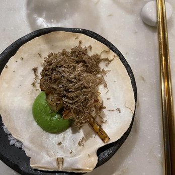 Kochi - Scallop covered in shaved truffle - Korean Near Me - New York, New York Kochi - Scallop covered in shaved truffle - Korean Near Me - New York, New York