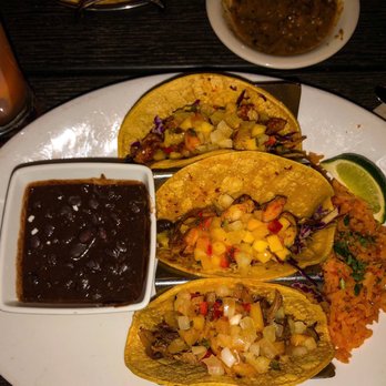 Cha Cha's Latin Kitchen - 3 Tacos plate (1 carnitas, 2 shrimp). - Bars Near Me - Brea, California