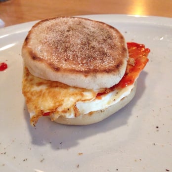 Brownstone Pancake Factory - Two eggs sandwich on an English muffin (over easy) ($3.95) - Breakfast & Brunch Near Me - Edgewater, New Jersey