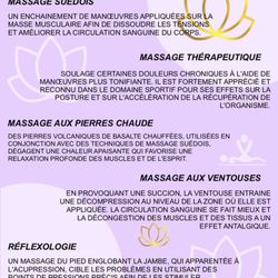 Massothérapie Détente Royale - Types de Services