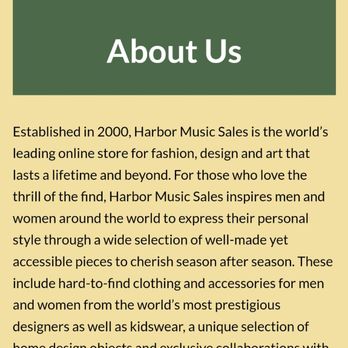 Harbor Music - The about us page with a description talking about fashion?? - Musical Instruments & Teachers Near Me - Redondo Beach, California Harbor Music - The about us page with a description talking about fashion?? - Musical Instruments & Teachers Near Me - Redondo Beach, California