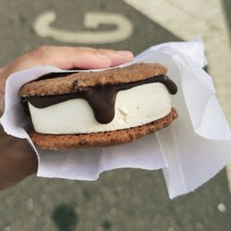 Chocolate chip ice cream sandwich