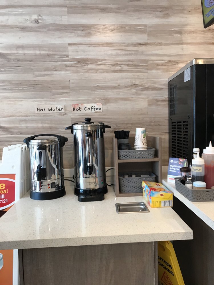 Hot coffee/water station Yelp