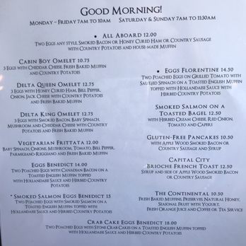 Delta King - Morning menu - Hotels Near Me - Sacramento, California
