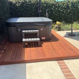 Hot tub on my new redwood deck.