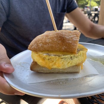Sola Coffee Cafe - Egg sandwich with sausage on baguette - Coffee & Tea Near Me - Raleigh, North Carolina