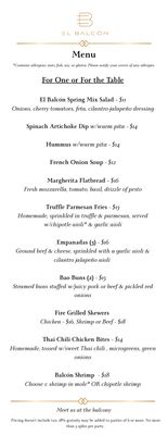 Menu photo 4 El Balcon Rooftop Ontario, CA